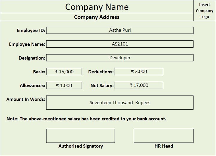 simple salary slip format