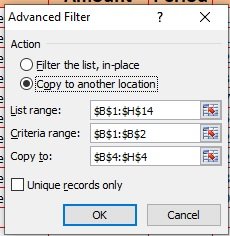 Advanced Filter Excel