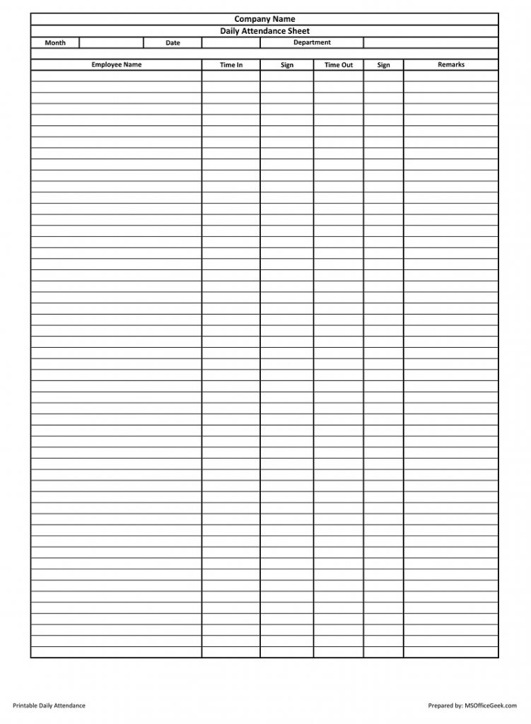 Download Employee Attendance Sheet Excel Template - MSOfficeGeek