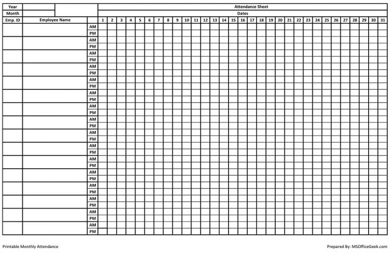 Download Employee Attendance Sheet Excel Template Msofficegeek