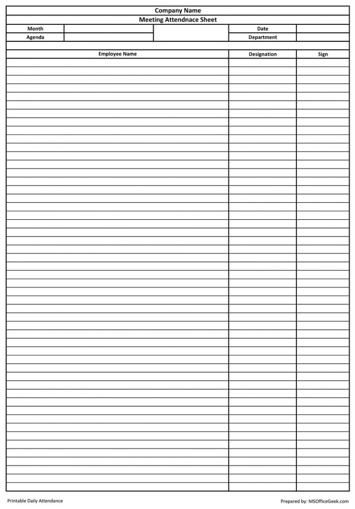 Download Employee Attendance Sheet Excel Template - MSOfficeGeek