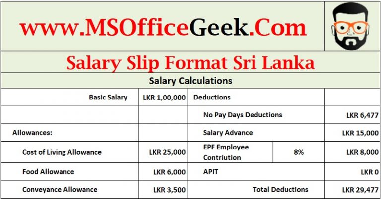 Ready-To-Use Salary Slip Format Sri Lanka - MSOfficeGeek