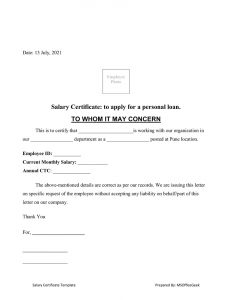 Ready-To-Use Salary Certificate Format Excel Template - MSOfficeGeek