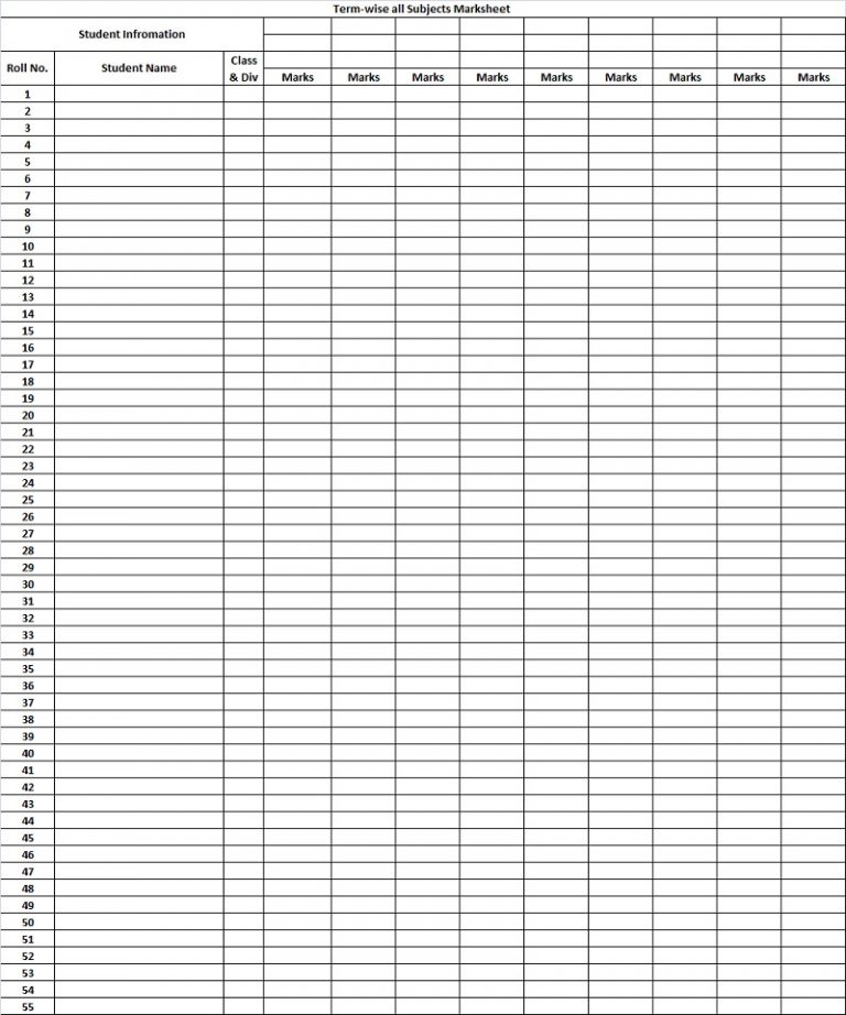 School Report Card And Mark Sheet Excel Template - MSOfficeGeek