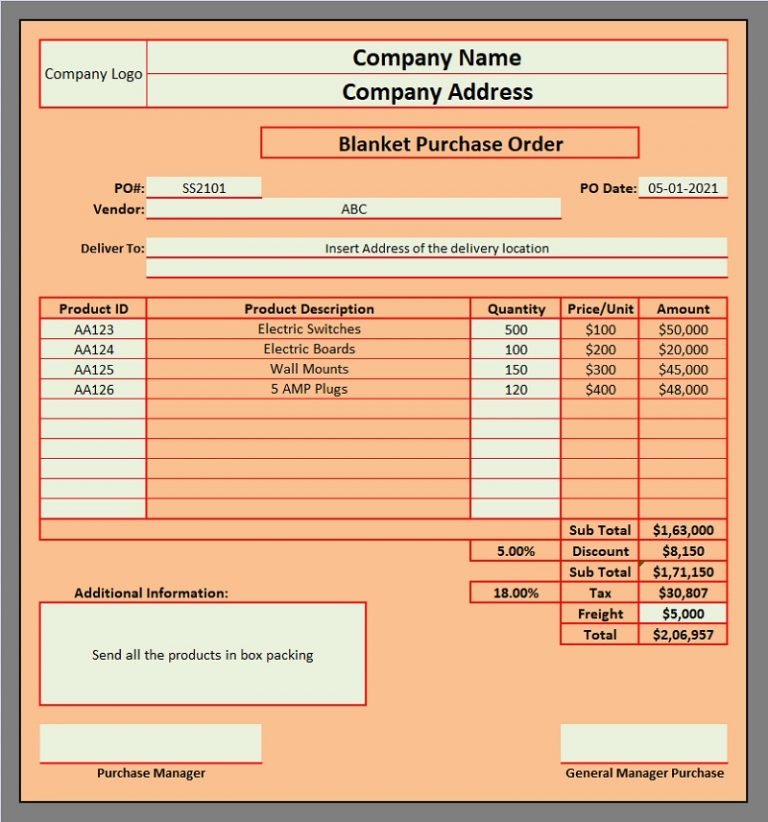 Ready To Use Purchase Order Template MSOfficeGeek
