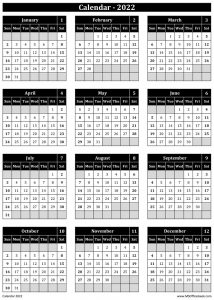 Ready-To-Use Printable Calendar 2022 - MSOfficeGeek