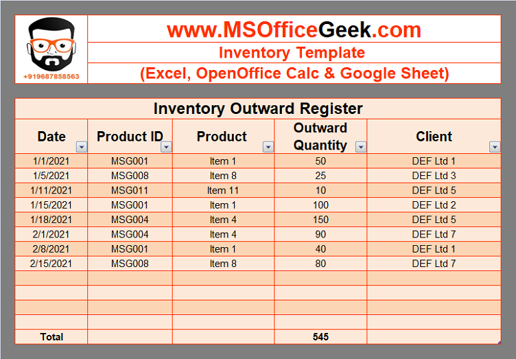 Ready To Use Excel Inventory Template Msofficegeek 1380