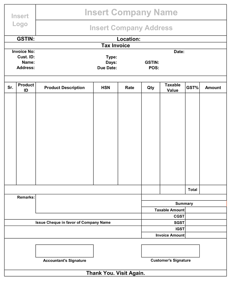 Ready To Use Fully Automated GST Invoice Template MSOfficeGeek