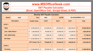 Ready-to-use GST Payable Calculator Template - MSOfficeGeek