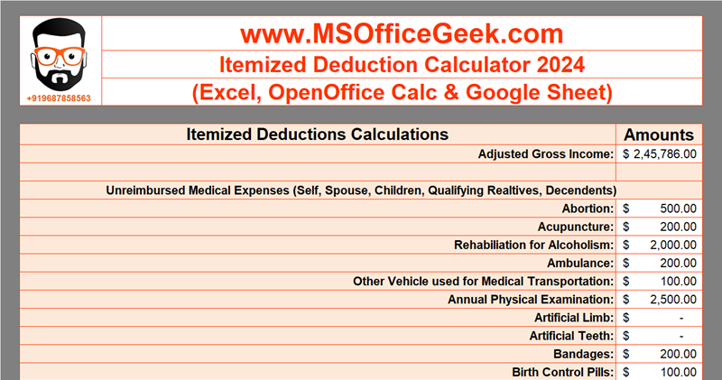 Itemized Deduction Calculator 2024