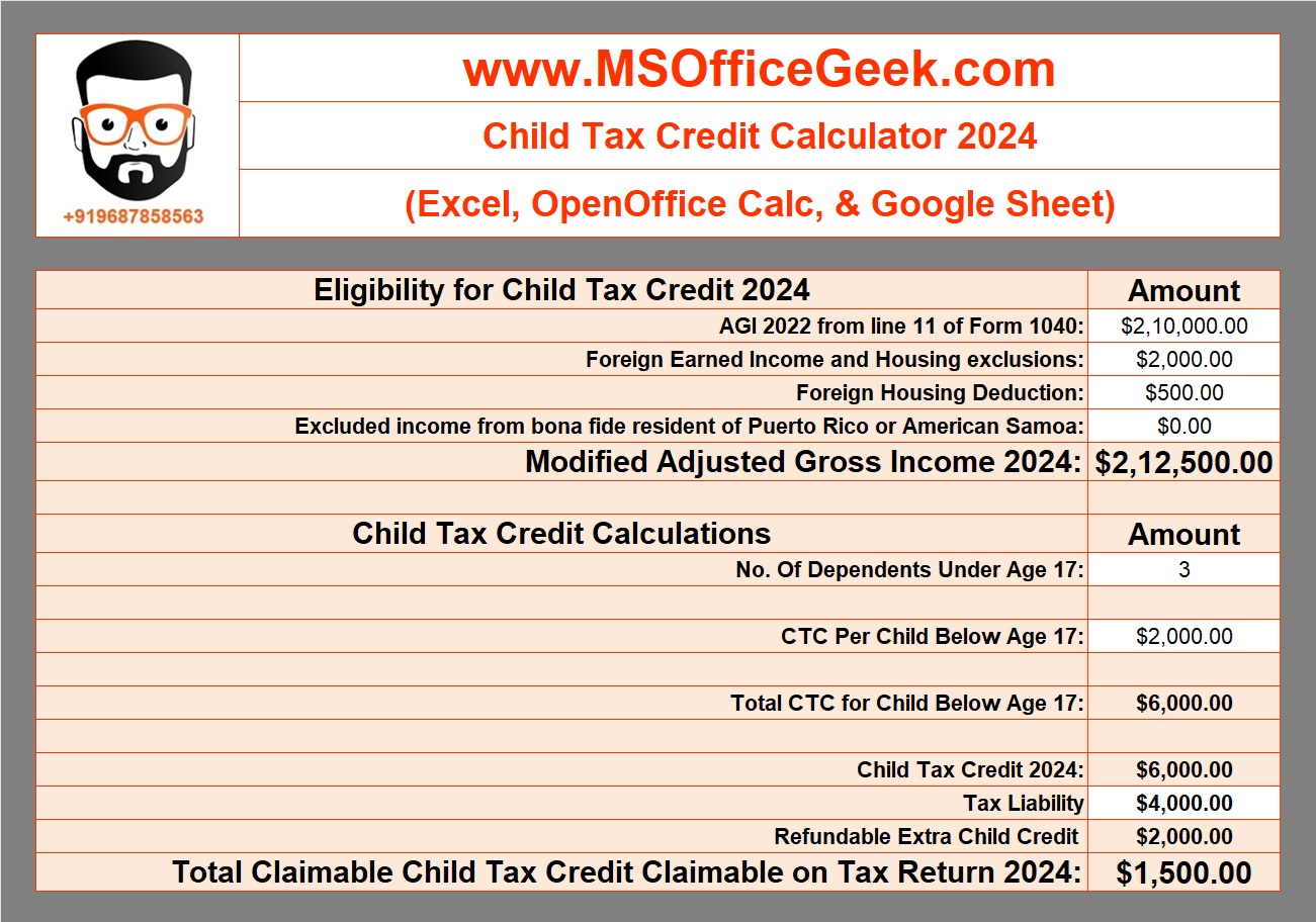 Child Tax Credit 2024 Calculator