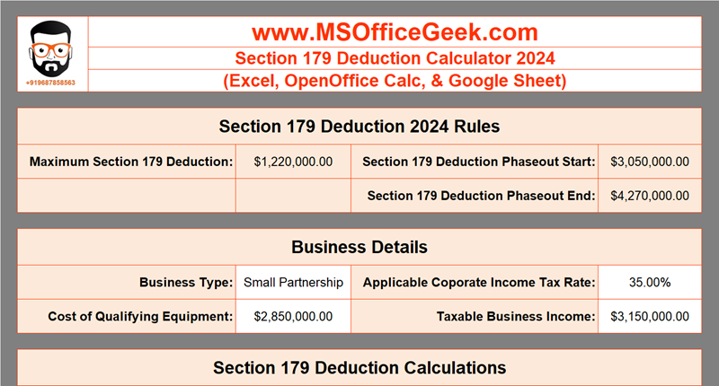 Section 179 Deduction Calculator 2024