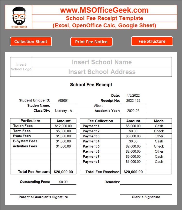 Fully Automated School Fee Collection System Template MSOfficeGeek