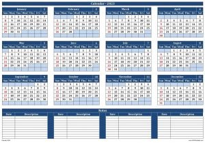 Calendar 2023 With Notes - Blue (Landscape)
