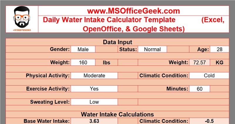 Daily Water Intake Calculator