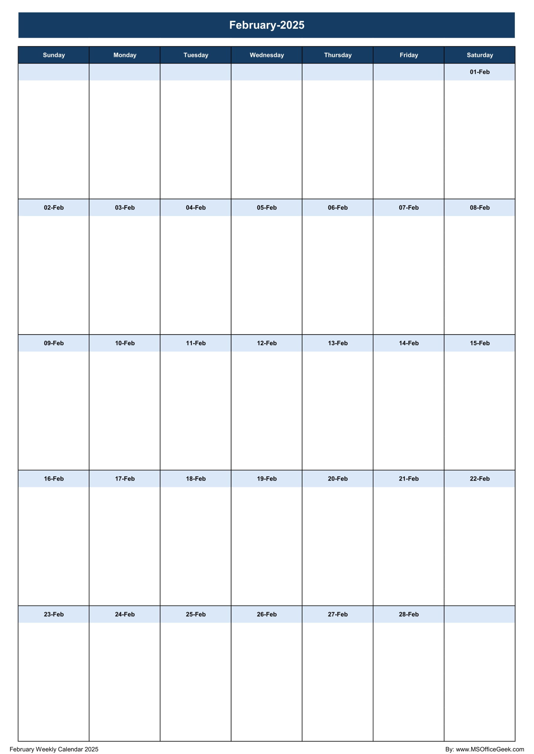 Weekly Calendar 2025