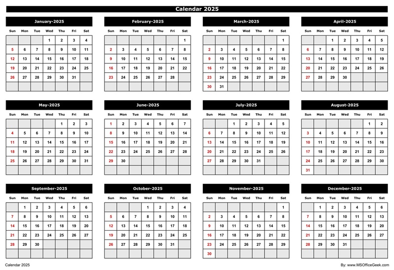 Calendar 2025 Landscape