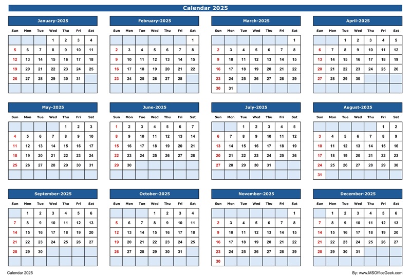 Calendar 2025 Landscape