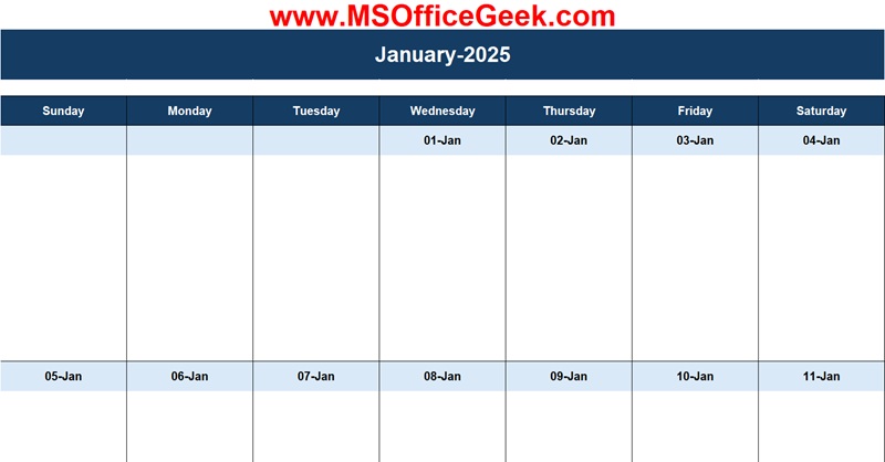 Printable Weekly Calendar 2025