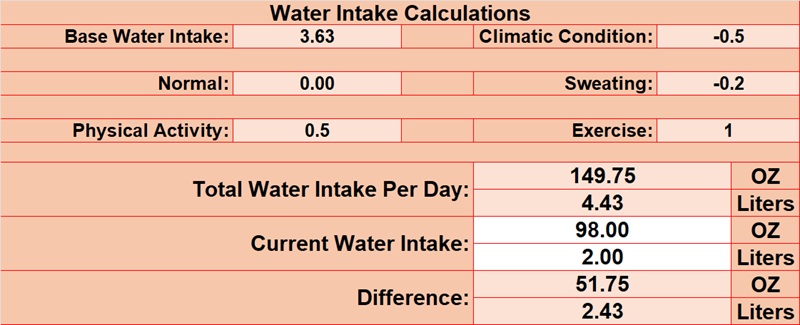 Daily Water Intake Calculator