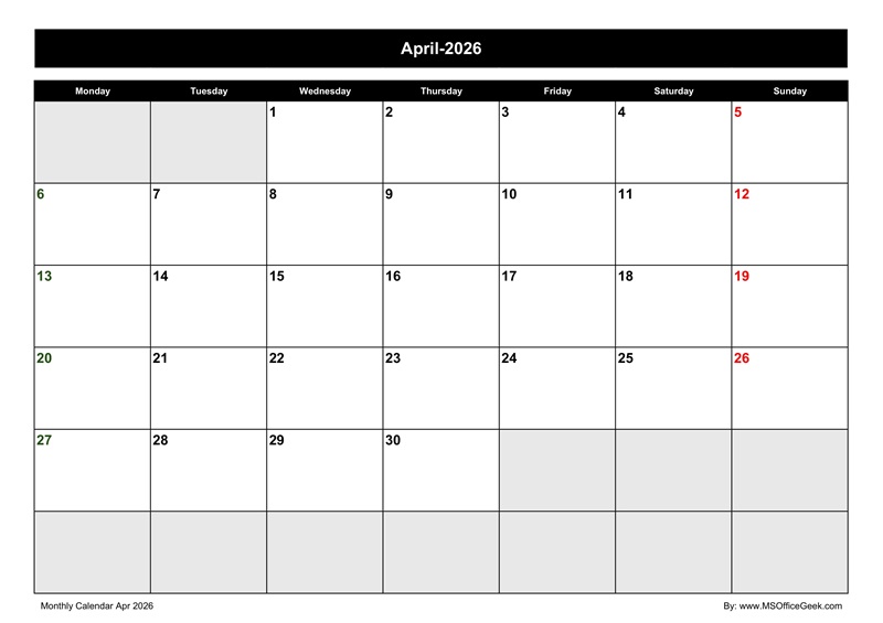 Calendar Apr 2026