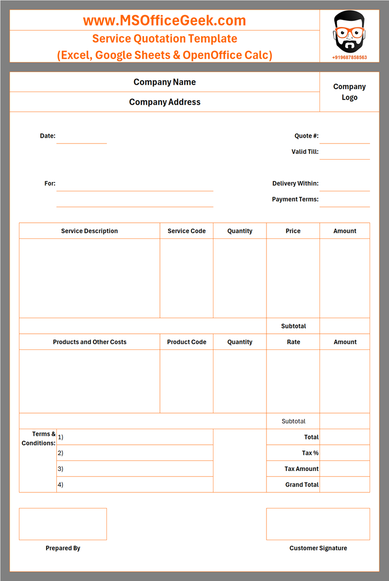 Printable Service Quotation