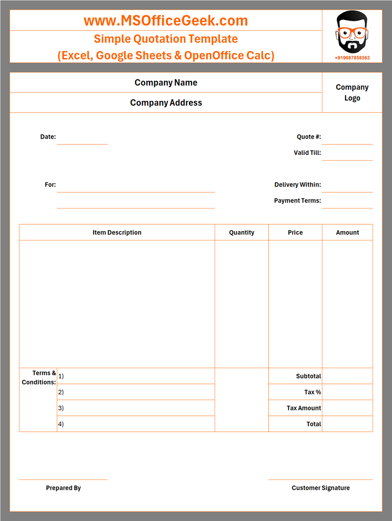 Printable Simple Quotation Template