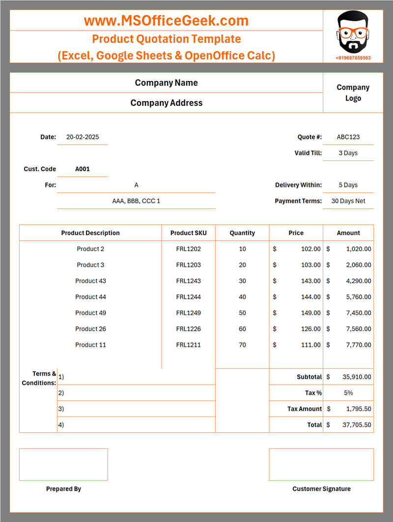 Product Quotation Template