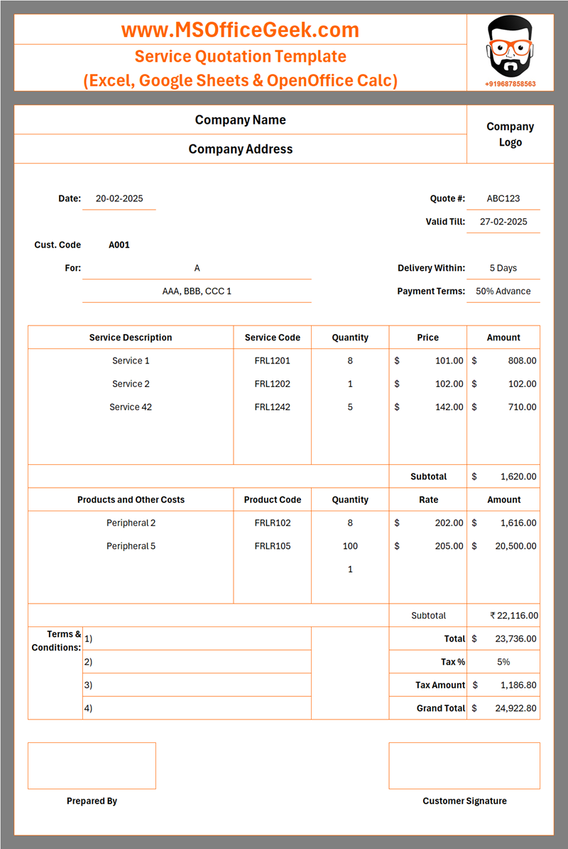 Service Quotation Template